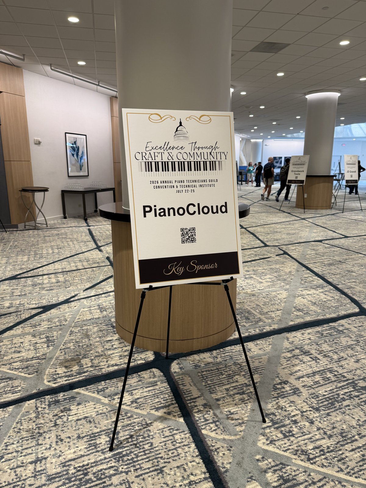PianoCloud Key Sponsor sign at the 2026 PTG convention
